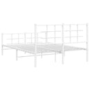 vidaXL fehér fém ágykeret fej- és lábtámlával 135x190 cm