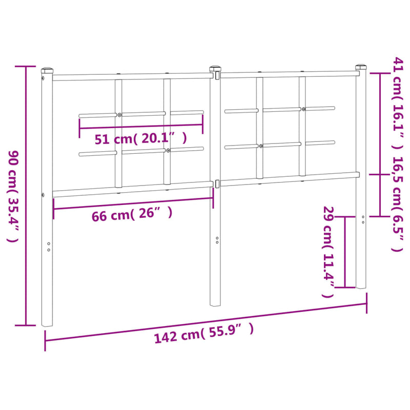 vidaXL fehér fém fejtámla 135 cm