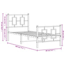 vidaXL fekete fém ágykeret fej- és lábtámlával 75 x 190 cm