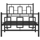 vidaXL fekete fém ágykeret fej- és lábtámlával 90 x 200 cm