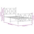 vidaXL fekete fém ágykeret fej- és lábtámlával 90 x 200 cm