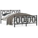 vidaXL fekete fém ágykeret fej- és lábtámlával 135 x 190 cm