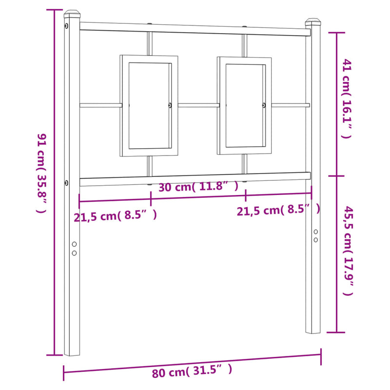 vidaXL fekete fém fejtámla 75 cm