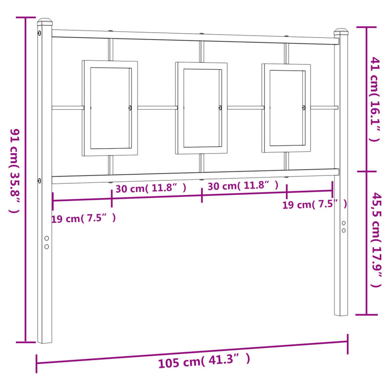 vidaXL fekete fém fejtámla 100 cm
