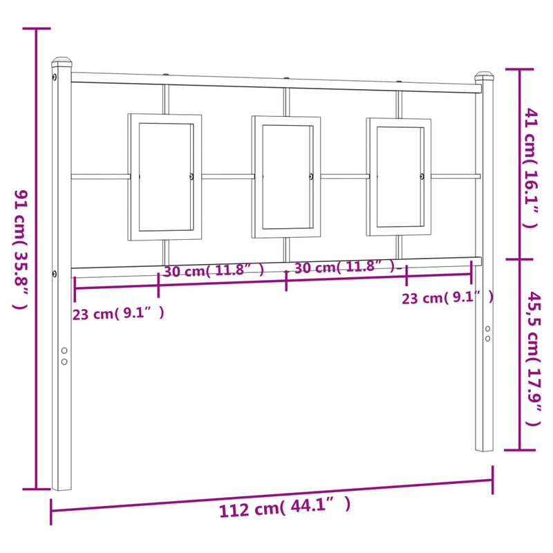 vidaXL fekete fém fejtámla 107 cm