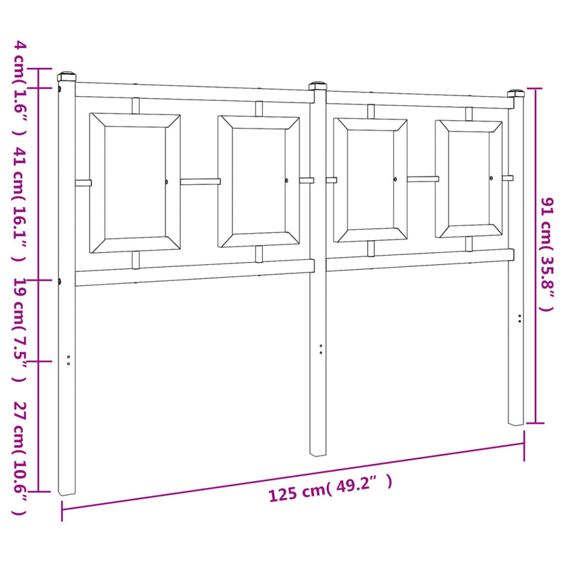 vidaXL fekete fém fejtámla 120 cm