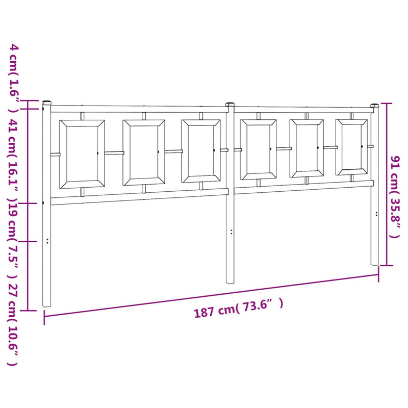 vidaXL fekete fém fejtámla 180 cm