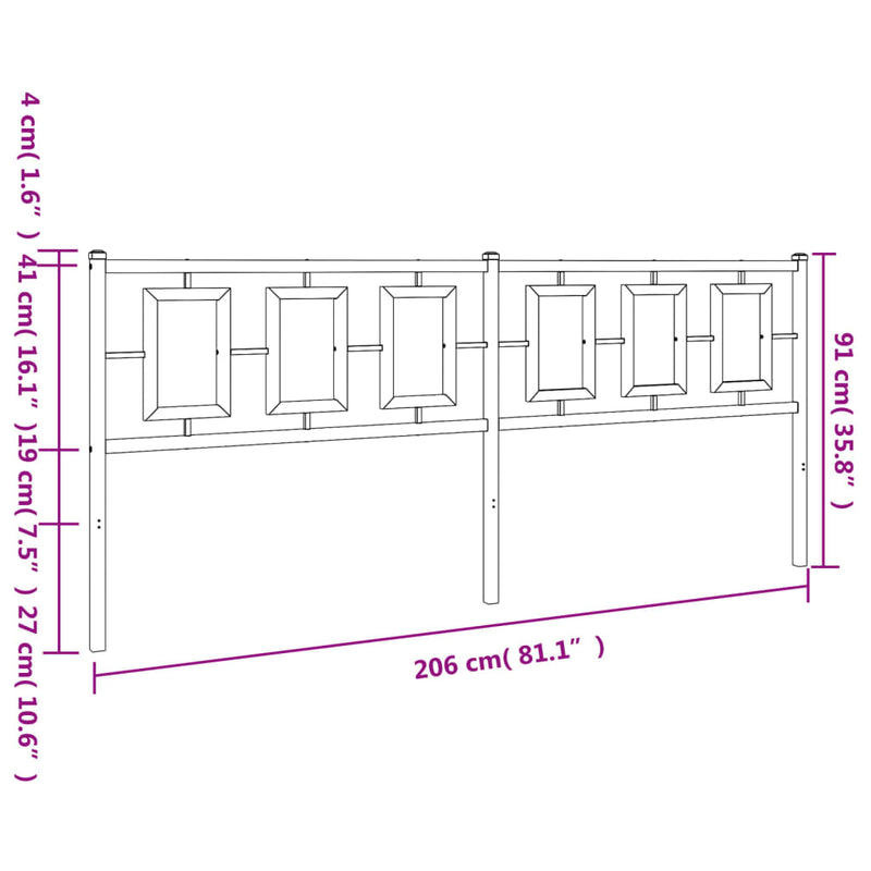 vidaXL fekete fém fejtámla 200 cm