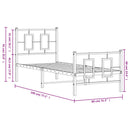 vidaXL fehér fém ágykeret fej- és lábtámlával 75 x 190 cm