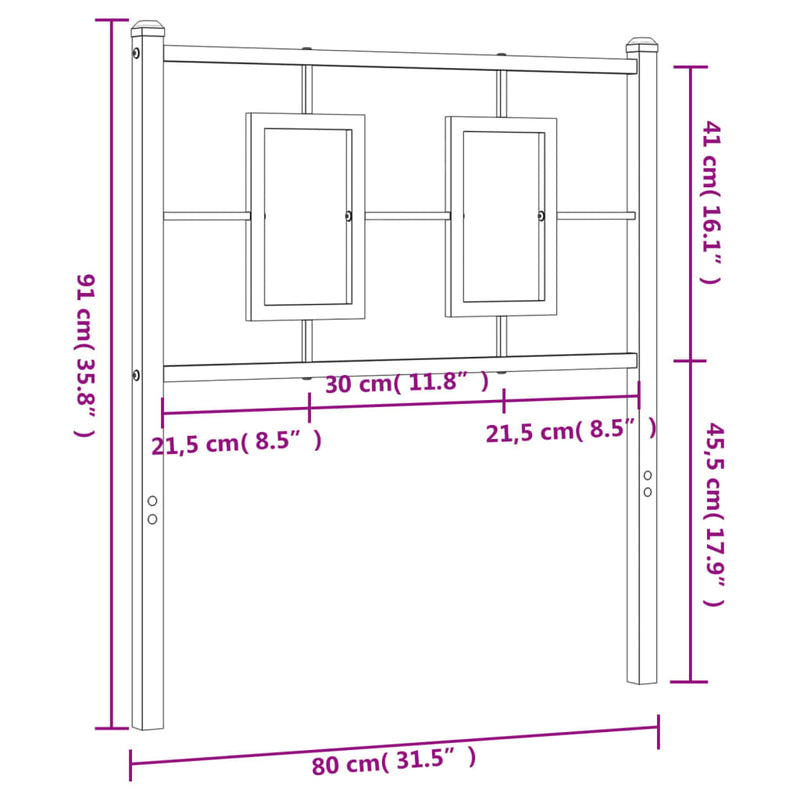 vidaXL fehér fém fejtámla 75 cm