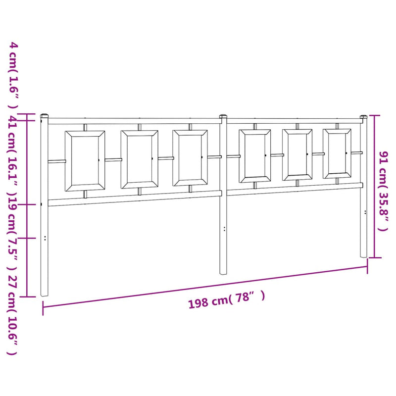 vidaXL fehér fém fejtámla 193 cm