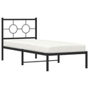 vidaXL fekete fém ágykeret fejtámlával 80 x 200 cm