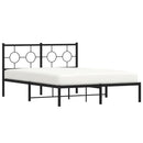 vidaXL fekete fém ágykeret fejtámlával 135 x 190 cm