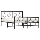 vidaXL fekete fém ágykeret fej- és lábtámlával 135 x 190 cm