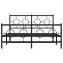 vidaXL fekete fém ágykeret fej- és lábtámlával 135 x 190 cm