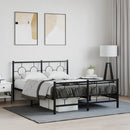 vidaXL fekete fém ágykeret fej- és lábtámlával 135 x 190 cm