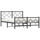 vidaXL fekete fém ágykeret fej- és lábtámlával 140 x 190 cm
