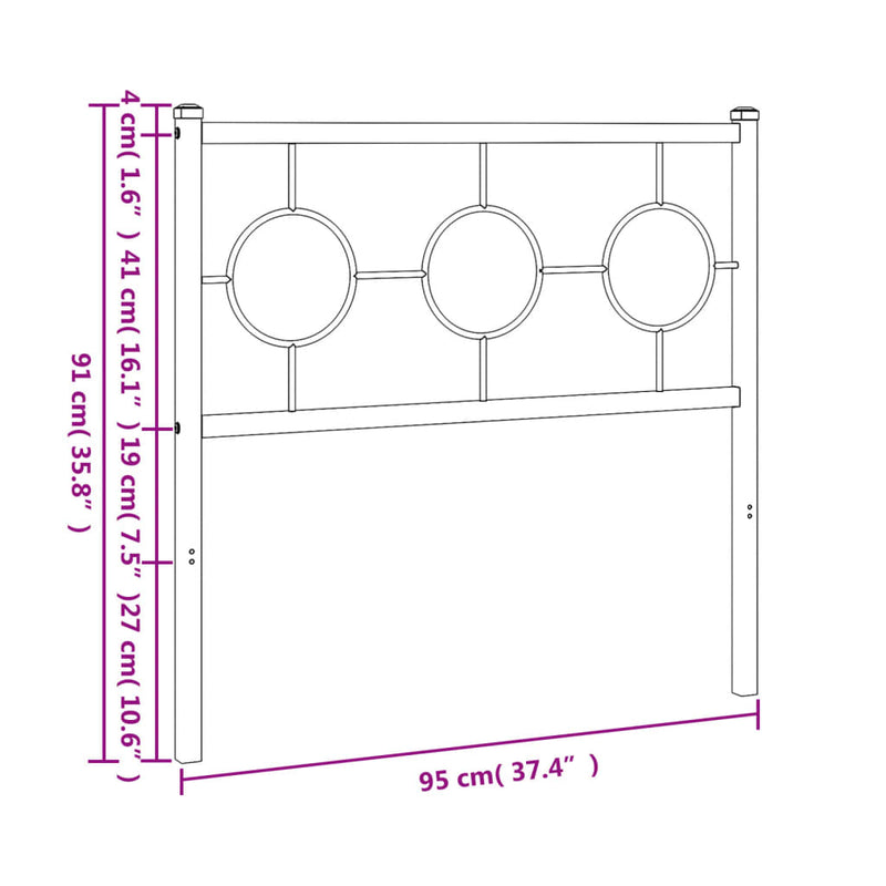 vidaXL fekete fém fejtámla 90 cm
