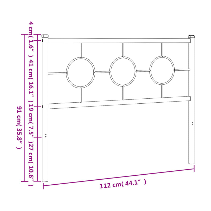 vidaXL fekete fém fejtámla 107 cm