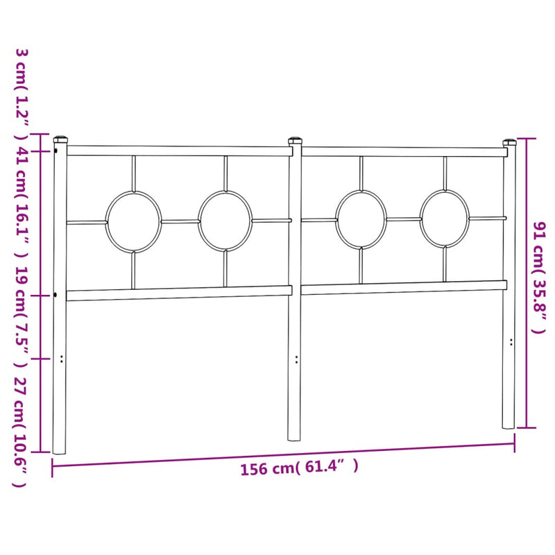 vidaXL fekete fém fejtámla 150 cm