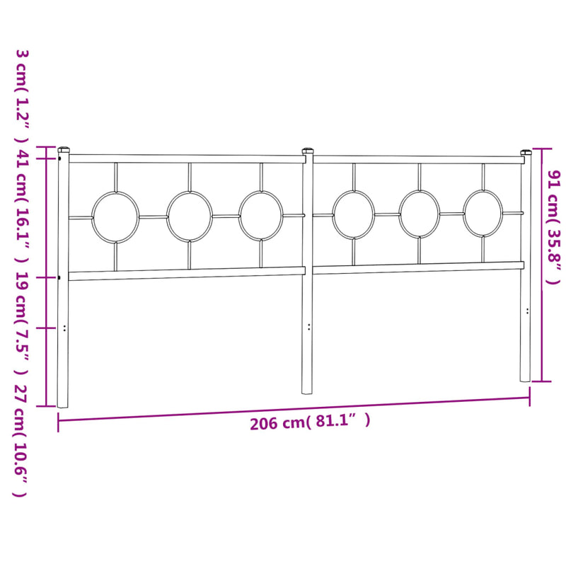 vidaXL fekete fém fejtámla 200 cm
