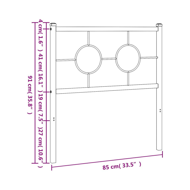 vidaXL fehér fém fejtámla 80 cm