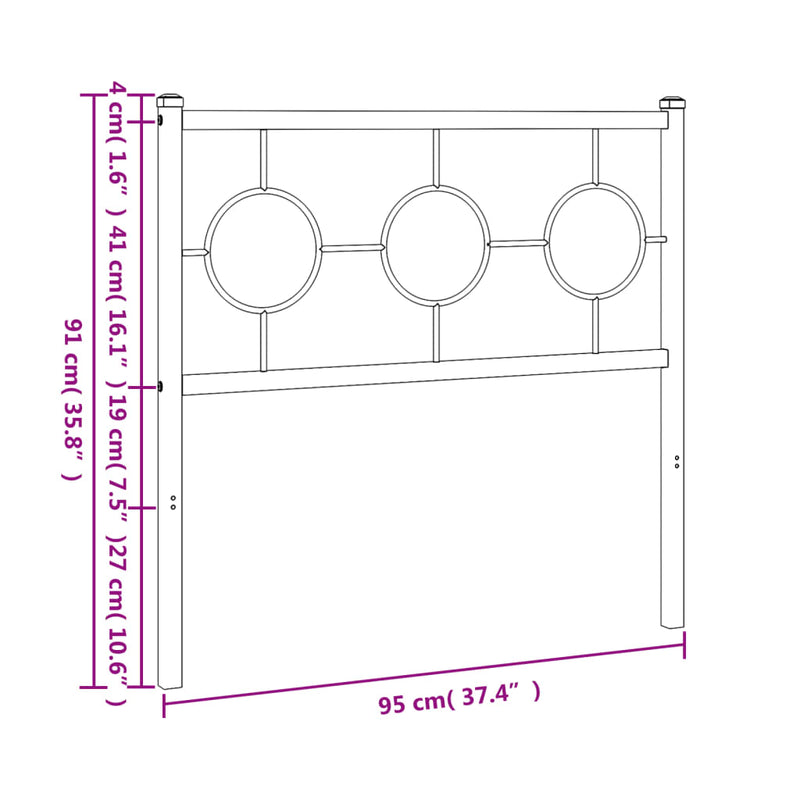 vidaXL fehér fém fejtámla 90 cm