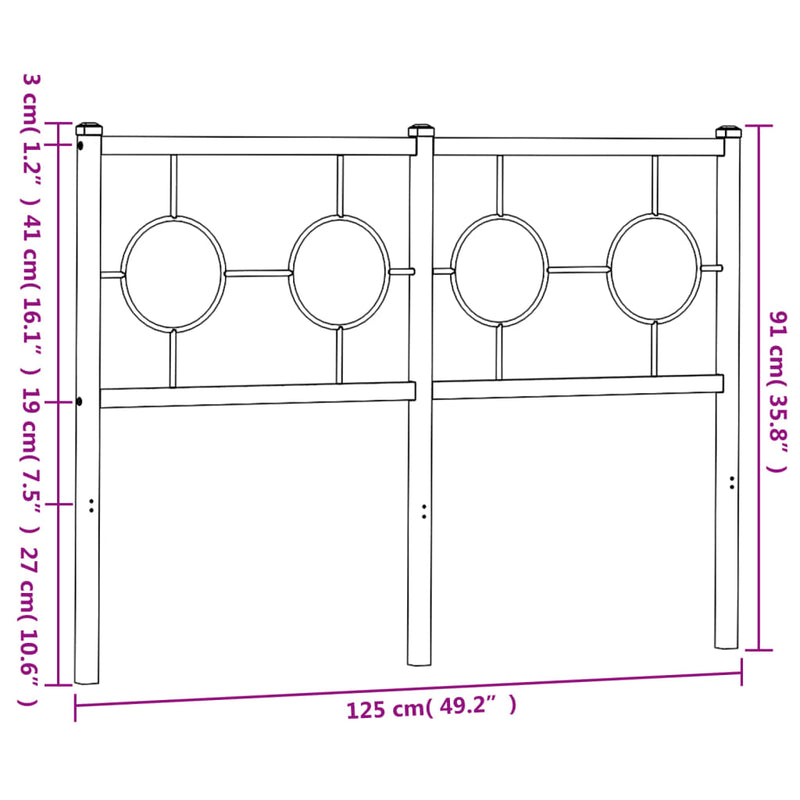 vidaXL fehér fém fejtámla 120 cm
