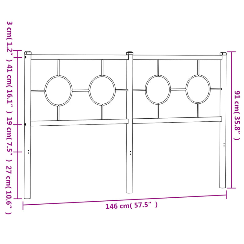 vidaXL fehér fém fejtámla 140 cm