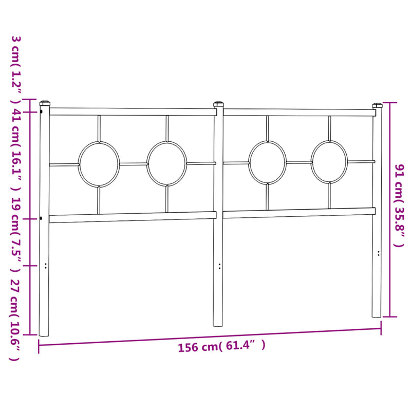 vidaXL fehér fém fejtámla 150 cm