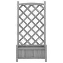 vidaXL szürke tömör fenyőfa virágláda ráccsal 55 x 29,5 x 110 cm