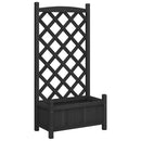 vidaXL fekete tömör fenyőfa virágláda ráccsal 55 x 29,5 x 110 cm