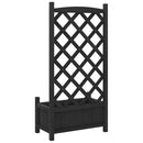 vidaXL fekete tömör fenyőfa virágláda ráccsal 55 x 29,5 x 110 cm