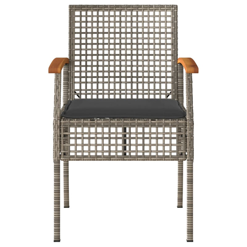 vidaXL 2 db szürke polyrattan és akácfa kerti szék párnákkal