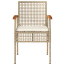 vidaXL 2 db bézs polyrattan és akácfa kerti szék párnákkal