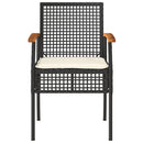 vidaXL 4 db fekete polyrattan és akácfa kerti szék párnákkal