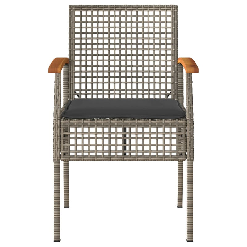 vidaXL 4 db szürke polyrattan és akácfa kerti szék párnákkal