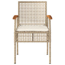 vidaXL 4 db bézs polyrattan és akácfa kerti szék párnákkal