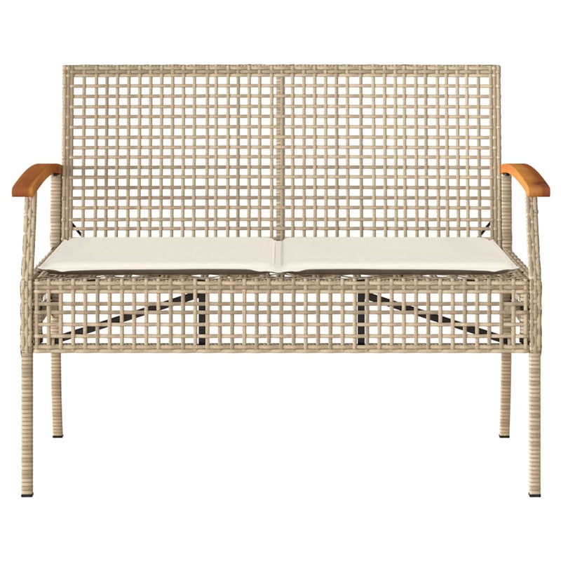 vidaXL bézs polyrattan és akácfa kerti pad párnával