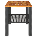 vidaXL fekete polyrattan és akácfa kerti asztal 70 x 38 x 42 cm