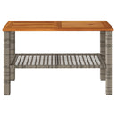 vidaXL szürke polyrattan és akácfa kerti asztal 70 x 38 x 42 cm