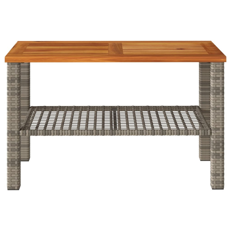 vidaXL szürke polyrattan és akácfa kerti asztal 70 x 38 x 42 cm