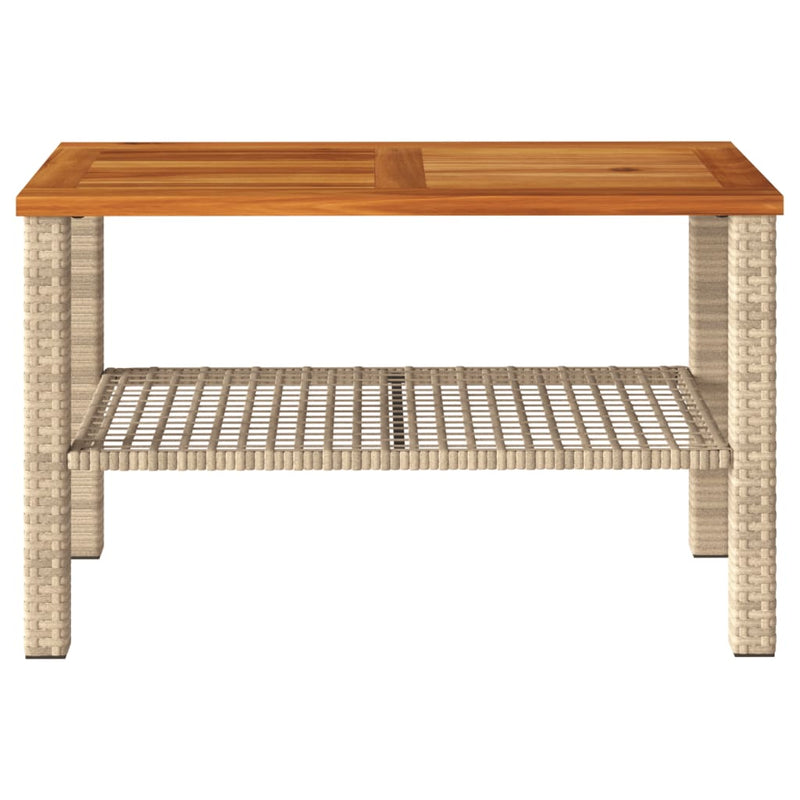 vidaXL bézs polyrattan és akácfa kerti asztal 70 x 38 x 42 cm