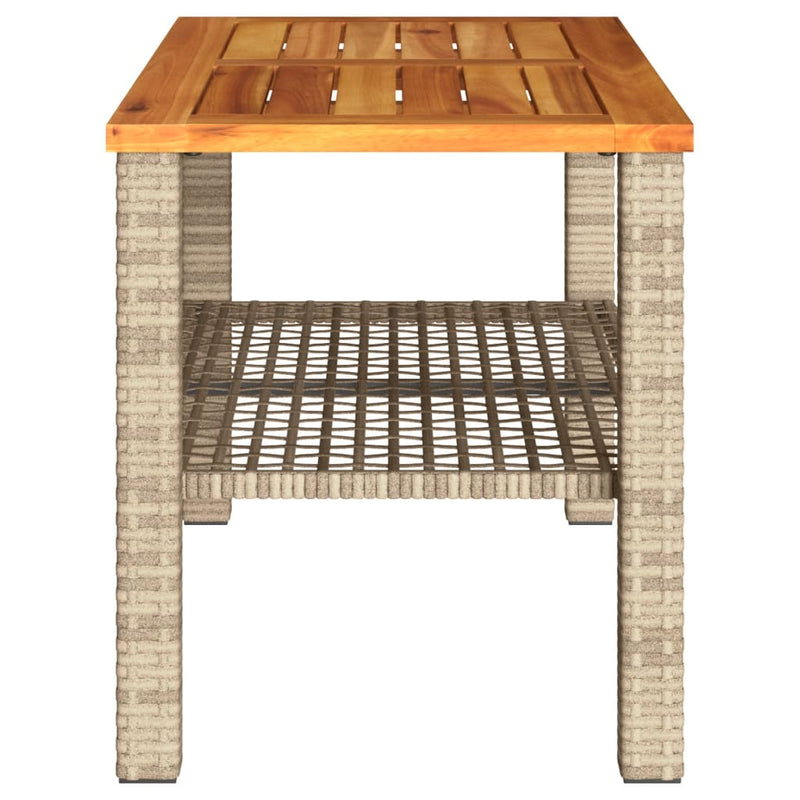 vidaXL bézs polyrattan és akácfa kerti asztal 70 x 38 x 42 cm