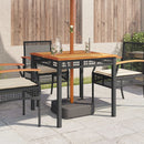 vidaXL fekete polyrattan és akácfa kerti asztal 80 x 80 x 75 cm