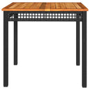 vidaXL fekete polyrattan és akácfa kerti asztal 80 x 80 x 75 cm