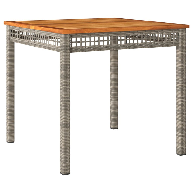 vidaXL szürke polyrattan és akácfa kerti asztal 80 x 80 x 74 cm