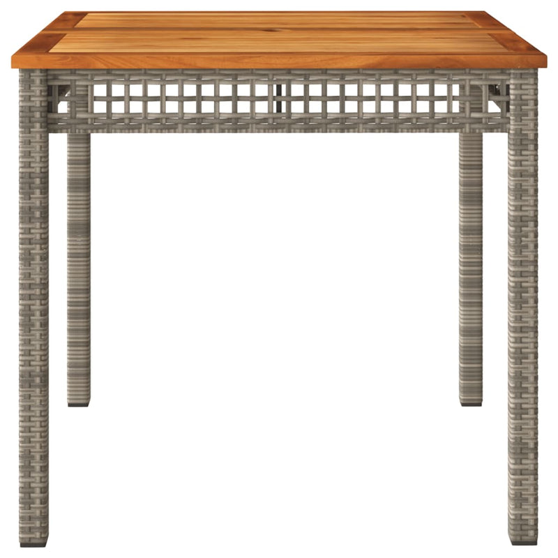 vidaXL szürke polyrattan és akácfa kerti asztal 80 x 80 x 74 cm