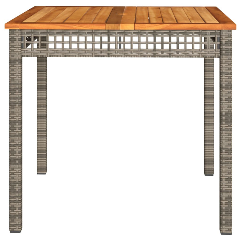 vidaXL szürke polyrattan és akácfa kerti asztal 80 x 80 x 74 cm