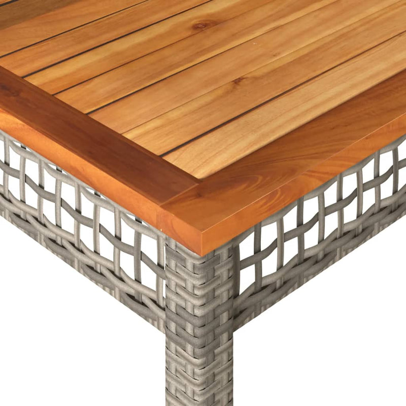 vidaXL szürke polyrattan és akácfa kerti asztal 80 x 80 x 74 cm